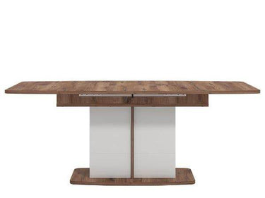 Merlot White Gloss and Warm Oak Extending Dining Table - Modern, Versatile, Durable - UK Luxury Furniture